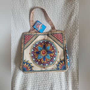 Brighton Red and Blue Tote Bag with Mandala Design